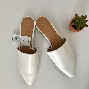 A New Day white  ‘Junebug’ mules sz. 8.5